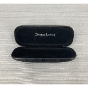 Christian Lacroix Black Embossed Hard Clamshell Eyeglasses Sunglasses Case